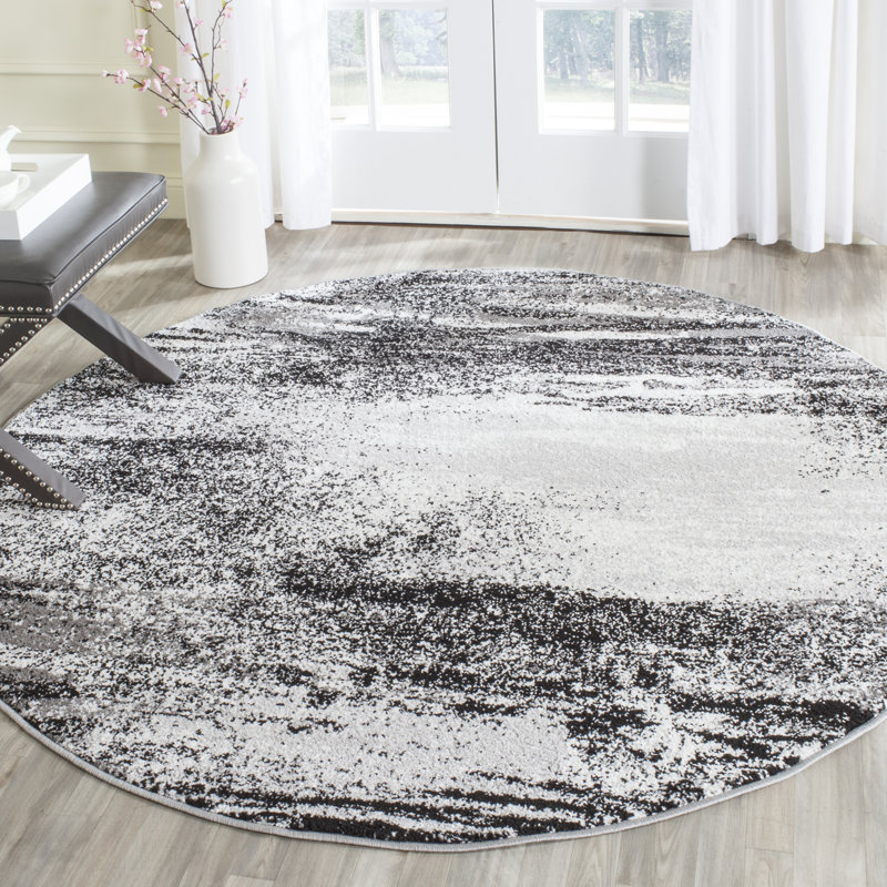 Algonquin Performance Abstract Rug, Round 10', Silver/Gray