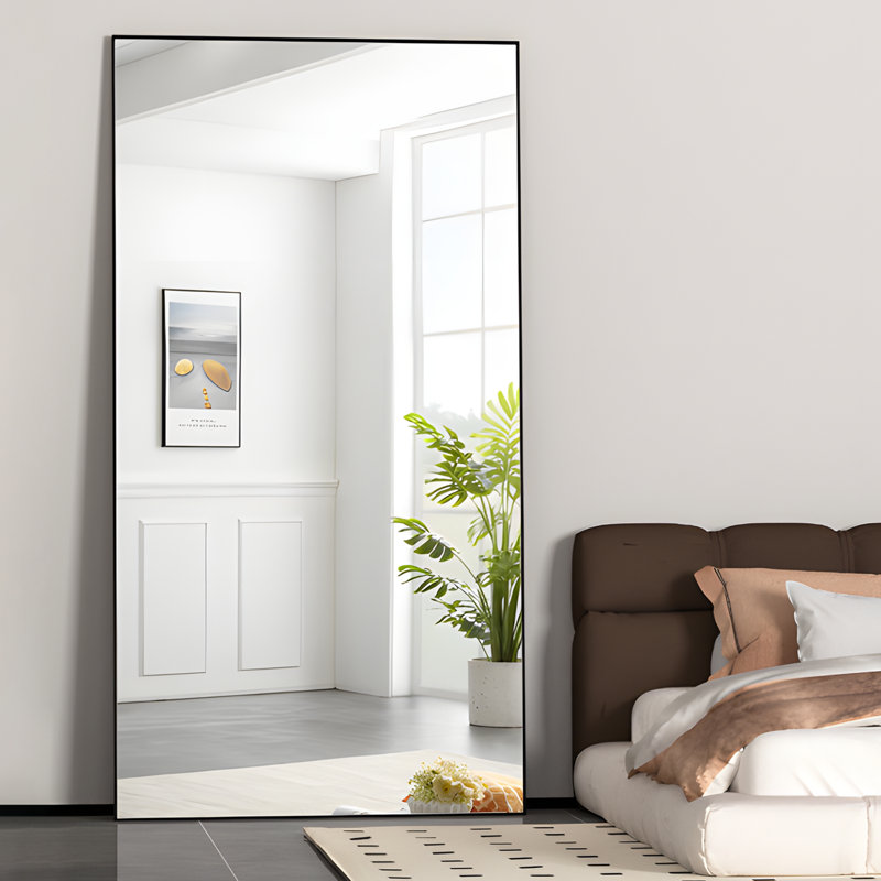 Aluminium Rectangle Mirror, 193cm H x 86cm W, Black