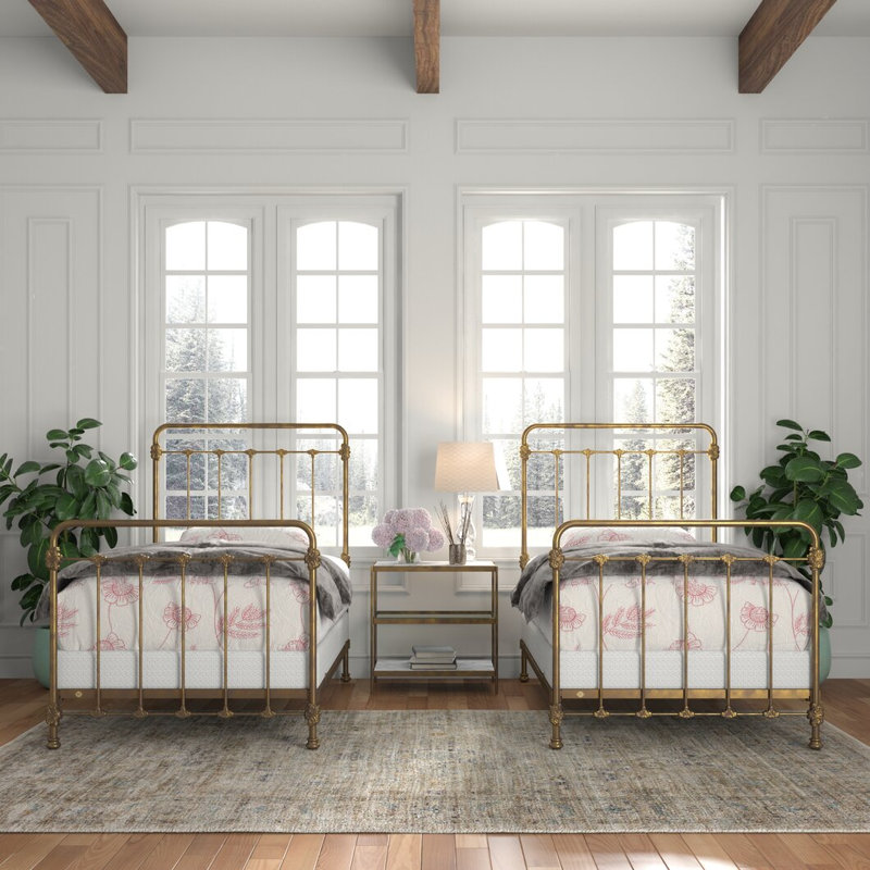 160 Picket Fence Bed | Complete Standard, Twin, Burnished Gold