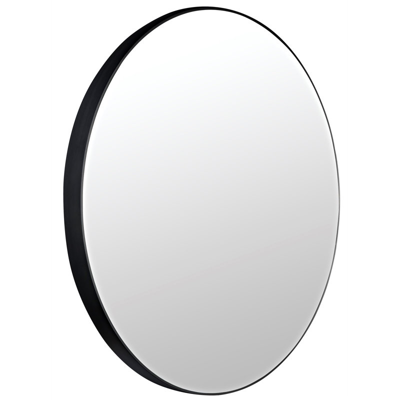 Argie Round Metal Beveled Wall Mirror, 48" x 48"