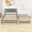 Lit plateforme double en bois avec lit gigogne réglable simple et tête de lit-87055825