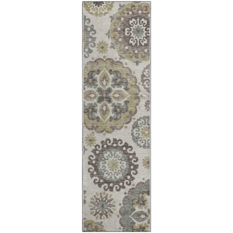 Premium Machine Washable Prisco Beige Rug, Runner 2'3" x 7'6"