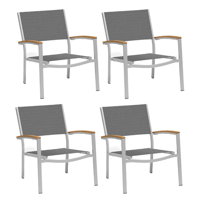 Travira Outdoor Lounge Chair, Natural Tekwood, Titanium