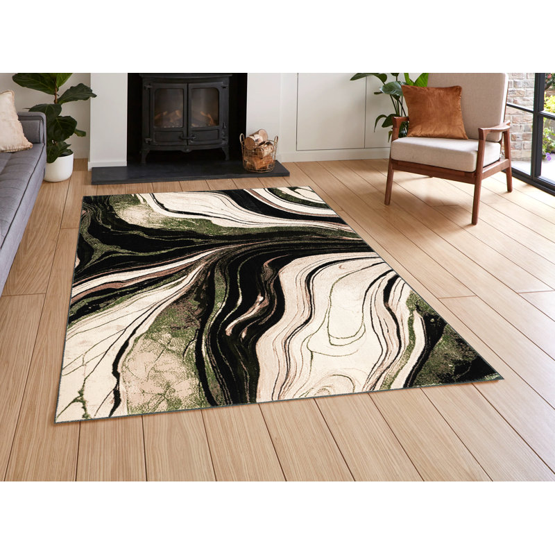 Iris Area Rug Green, Rectangle 60 x 110 cm