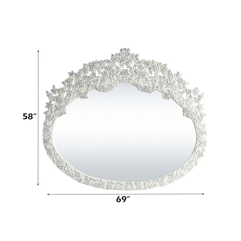Miroir 69 po x 58 po Vanaheim, finition blanc antique