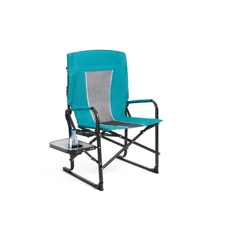 Blue Portable Folding Camping Chair - Heavy Duty With Side Table For Picnic, Tailgating, Beach Fishing, Lawn, Blue
