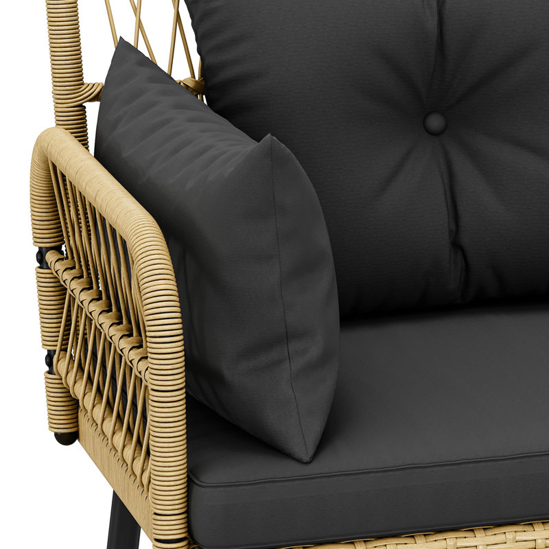 All-Weather Wicker Outdoor Loveseat, Black