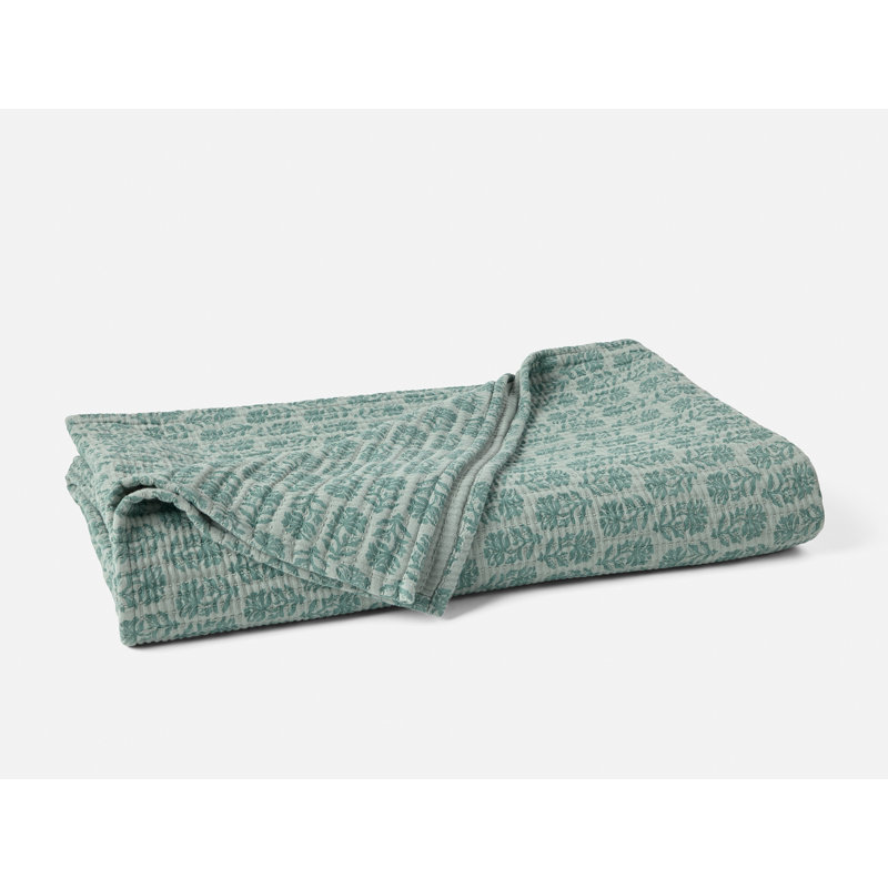 Couverture matelassée biologique Mirada, L 92 po x l 90 po, Thym chrysanthème