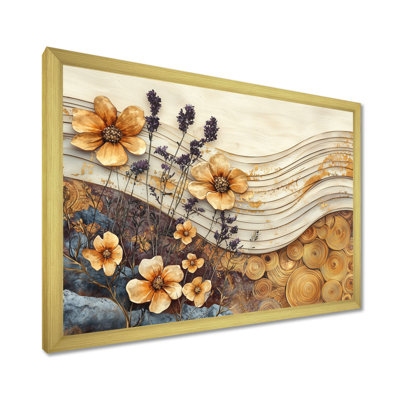 Ingvalson, fleurs d'automne brunes sur glissades sur bois I - Art mural fleurs sauvages