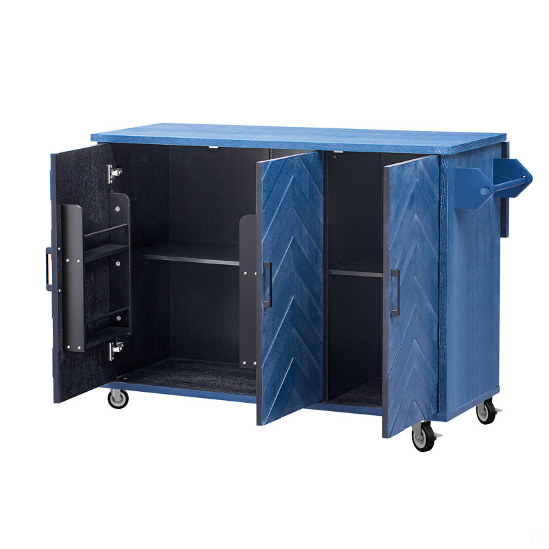Îlot de cuisine sur roulettes avec abattant, support de rangement interne, chariot de cuisine roulant
