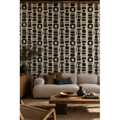 Papier peint abstrait avec motif géométrique noir