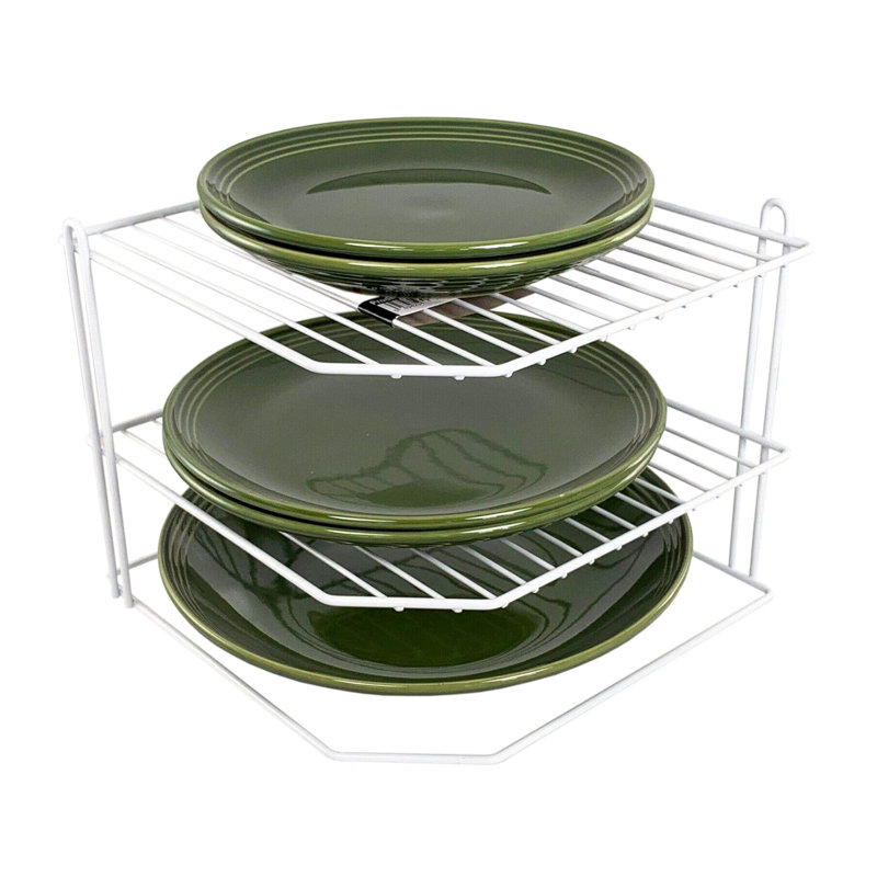 Buckingham 3 Tier Corner Plate Rack Kitchen Cupboard Storage Organiser 28 Cm, White