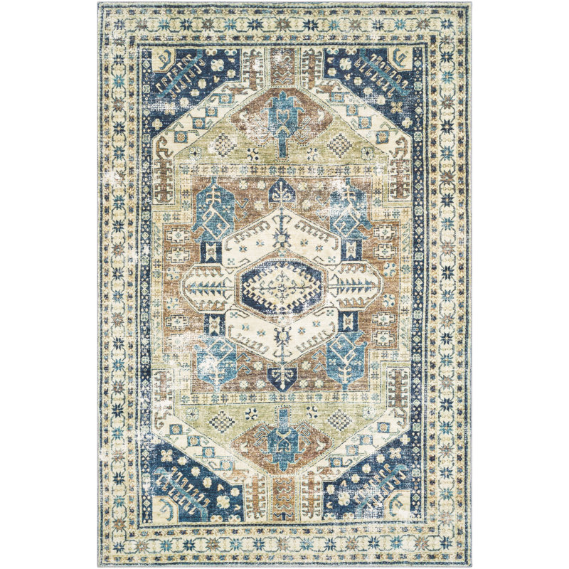 Tapis oriental brun / bleu marine, Rectangle 8 pi 10 po x 12 pi