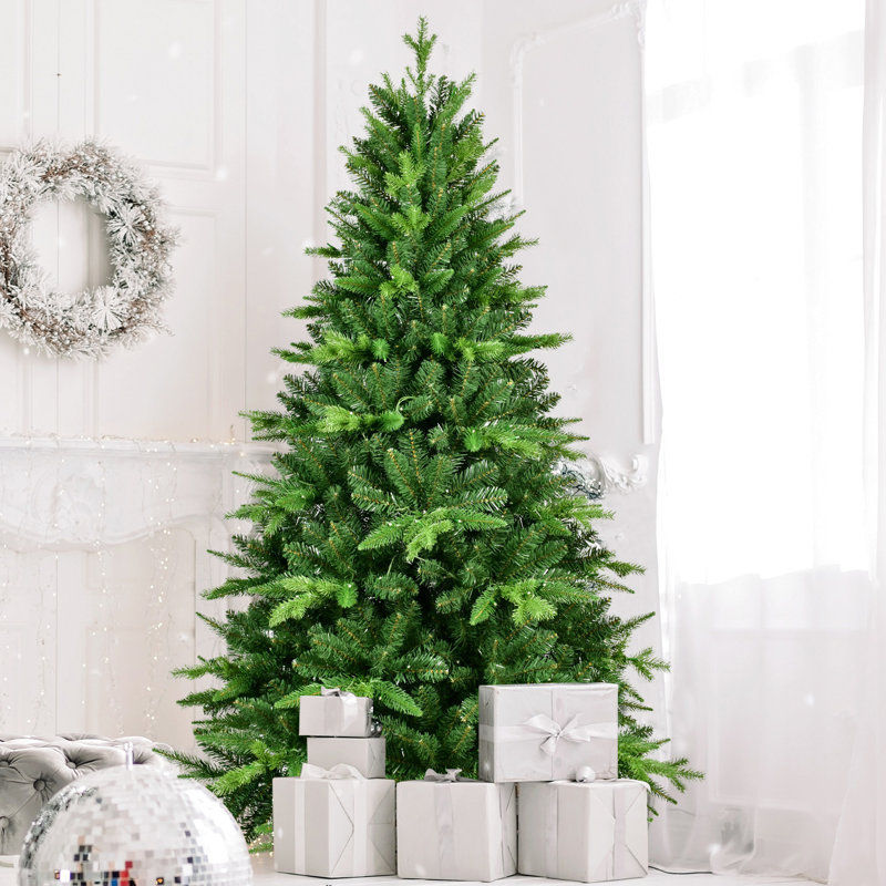 Arbre de 5 pi avec 250 lumières à DEL blanc chaud, 850 pointes d'apparence réaliste, mélange Pe + pour une construction naturelle et durable, support en métal à charnières, décoration de Noël de Noël réaliste et durable