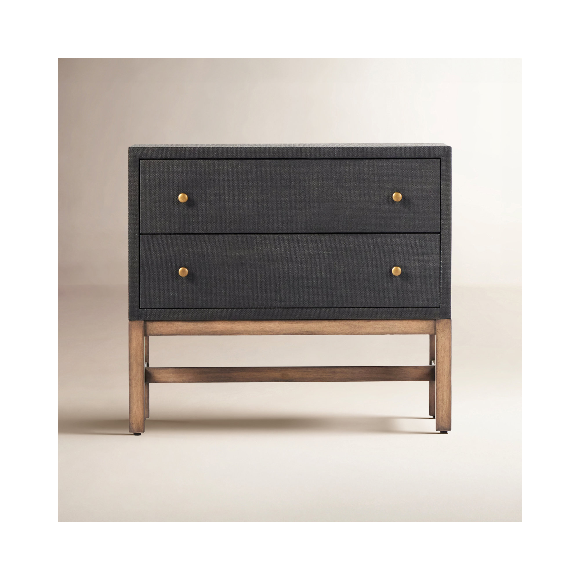 Hakana 2 - Drawer Raffia Nightstand, Black