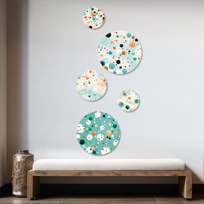 Castleton - Polka Dots Modern Round Wall Art Set Of 5