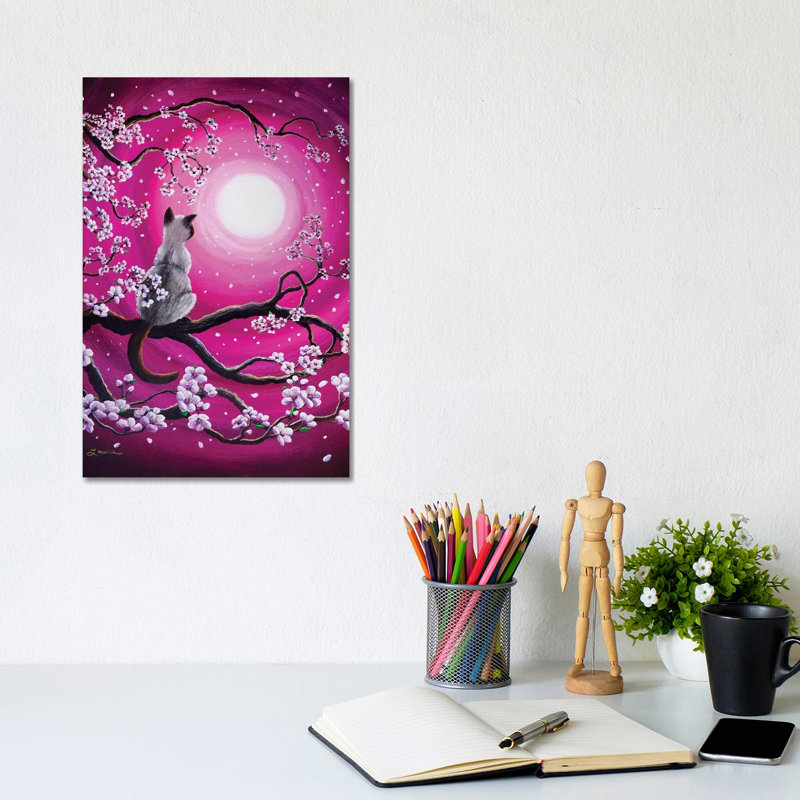 Magenta Morning Sakura by Laura Iverson - Wrapped Canvas Painting, 20.32 cm H x 30.48 cm W