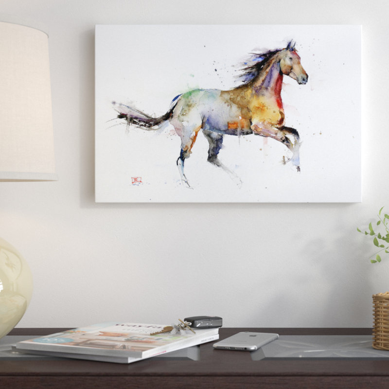 « cheval ii », peinture sur toile tendue, H 18 po x l 26 po x p 1,5 po, Toile avec cadre noir