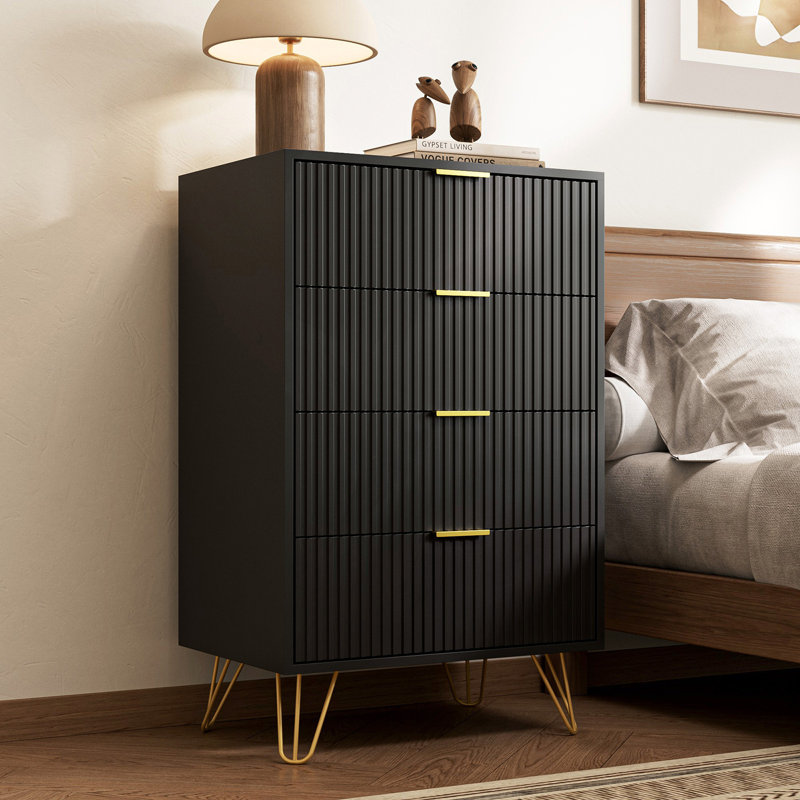 Commode 4 tiroirs Veledin, Noir
