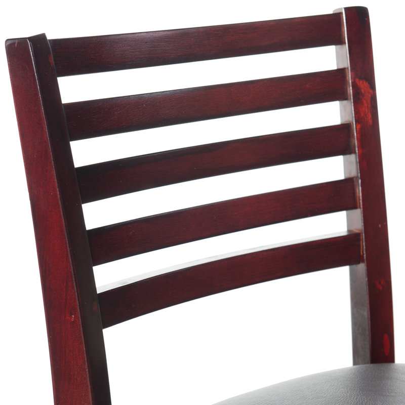 Clarke Solid Wood Counter & Bar Stool, Faux Leather - Black Cherry, Bar Stool (31" Seat Height)