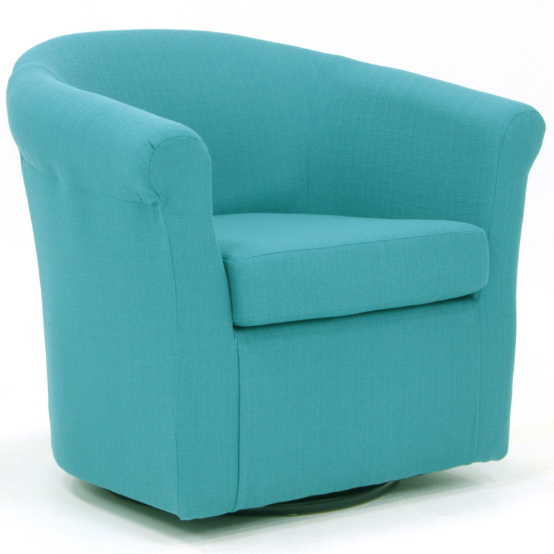 Anstett Upholstered Swivel Barrel Chair, Klein Peacock Basketweave