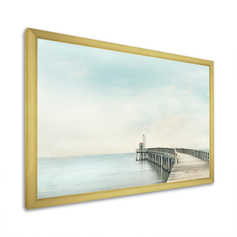 Radcliff - salon d'art mural plage et océan, Cadre doré simple, H 34 po x l 44 po x P 1,5 po