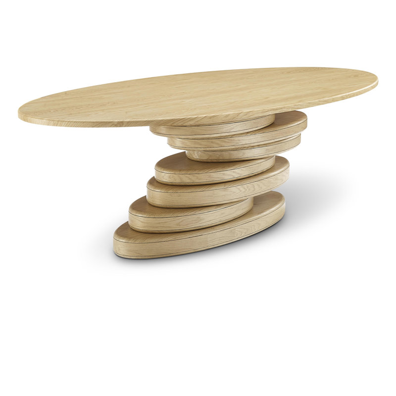 Table de salle à manger à piédestal de 90 po Moriah, Chêne