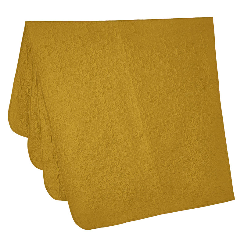 Luca 3-Piece Lightweight Microfiber Oversized Bedspread Set, Queen Coverlet/Bedspread + 2 Standard Shams, Mustard Yellow