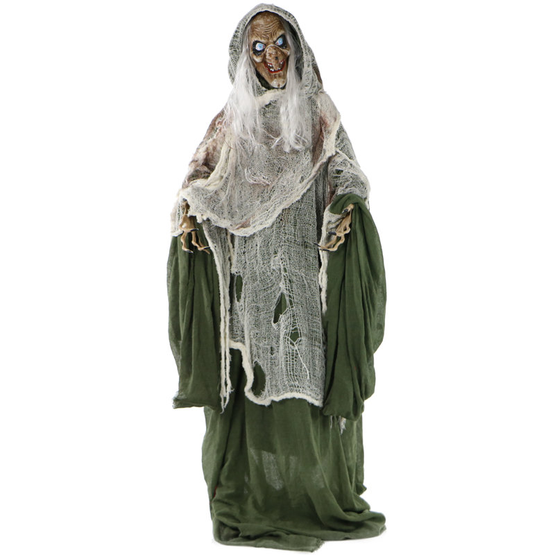 Talking Evil Witch Prop with Rotating Head Figurine