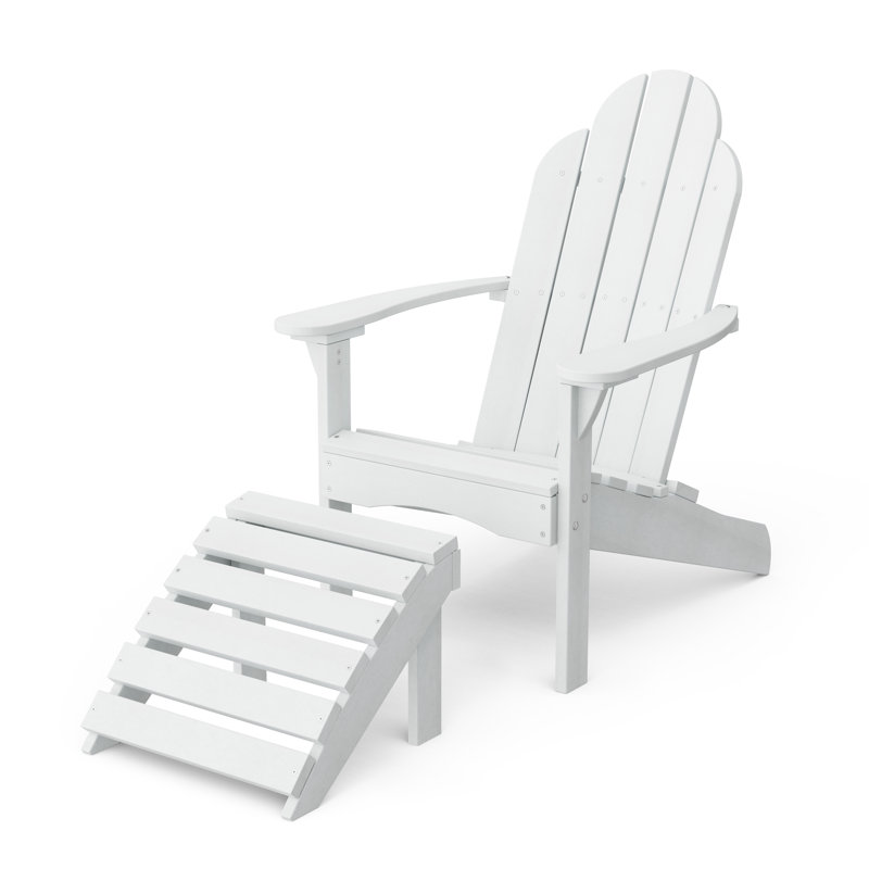 Lollis Adirondack Chair With Ottoman, White