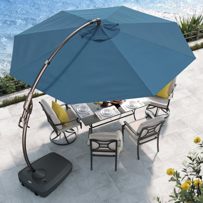 11 round offset patio umbrella with base GRAND PATIO Napoli 11 FT Cantilever Offset Umbrella with 360° Rotation