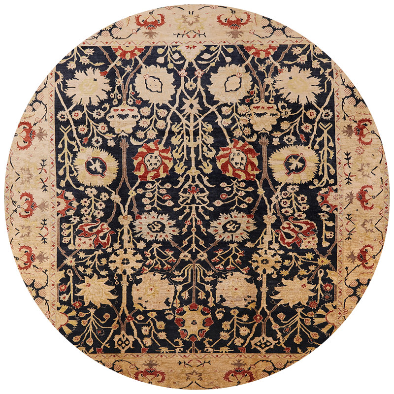 Tapis oriental beige / noir Terkel, Rond 6 pi
