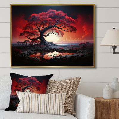 " Red Tree Silhouette Symphony I "