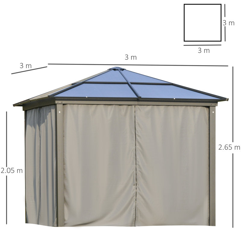 3 x 3(m) Patio Gazebo, Grey
