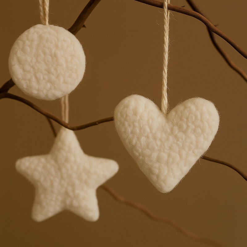 Set of 3 Christmas Ornaments, Brown, 4.7 x 4.7 x 5.1 inches | Made of 80% Polyester & 20% Jute | Bead Silicone, Easy to Clean with Damp Cloth | Perfect Holiday Decor for Home & Festive Celebrations