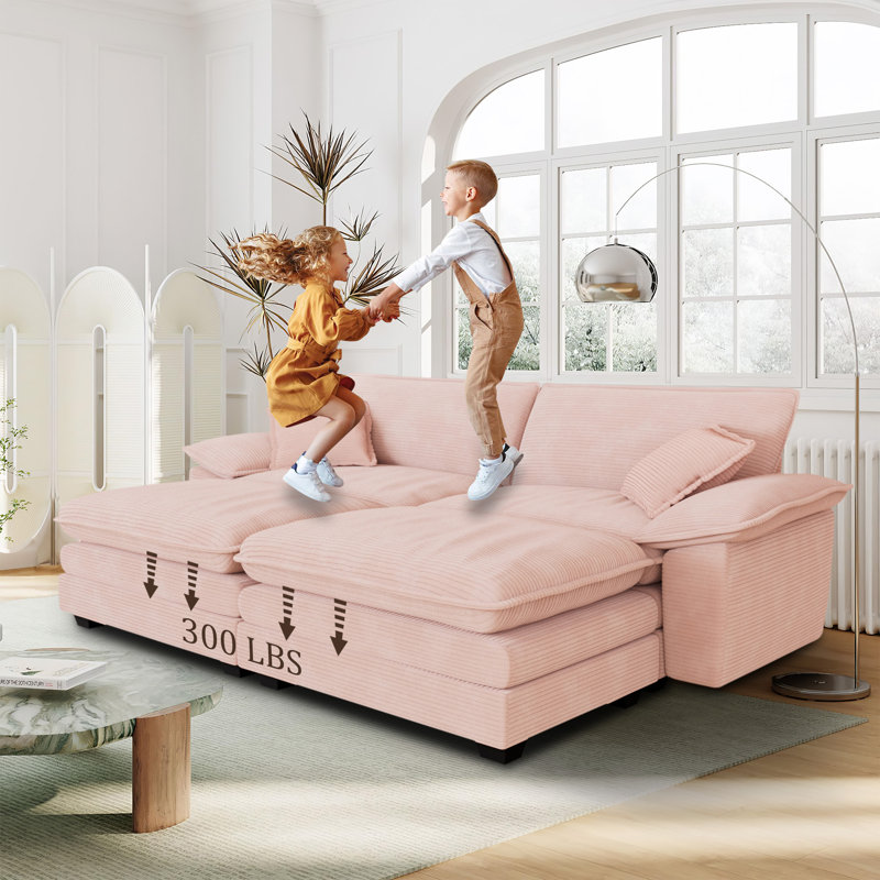 Canapé modulaire 80,5 pouces avec repose-pieds modulaire avec repose-pieds Cloud, Rose