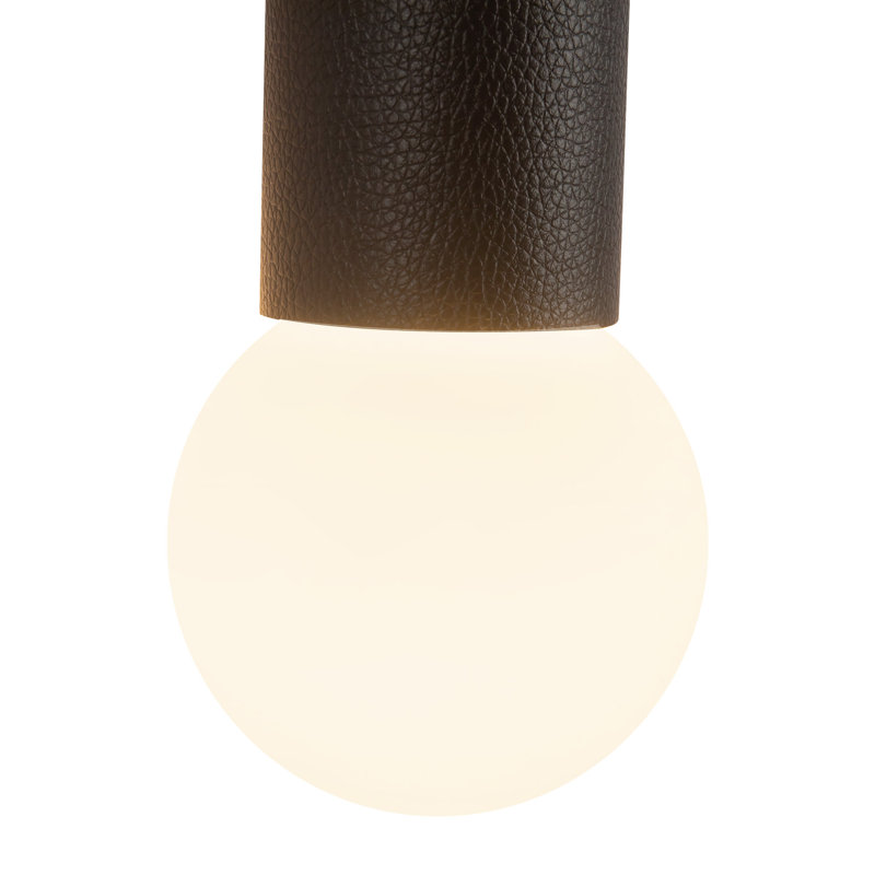 2 - Light LED Vanity Light, Brushed Gold/Black Vegan Leather