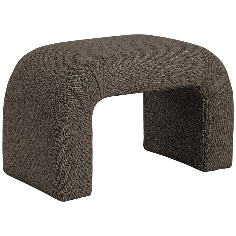 Niagara Upholstered Bench, 17.5" H x 28" W x 15.5" D, Brown Boucle Fabric