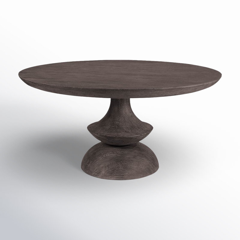 Ab Round Solid Wood Dining Table, Charcoal