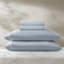 Ensemble de draps et draps extensibles 4 pièces de qualité supérieure Cal King, mélange de nylon bleu respirant pour un sommeil confortable