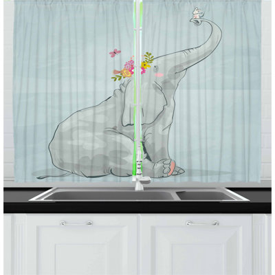 Animal Print Pointed Kitchen Curtain