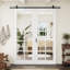 Porte standard préfinie en verre clair à 10 carreaux de 48 po x 80 po avec porte pliante de style grange et ensemble de quincaillerie pour garde-manger-134633917-134633924