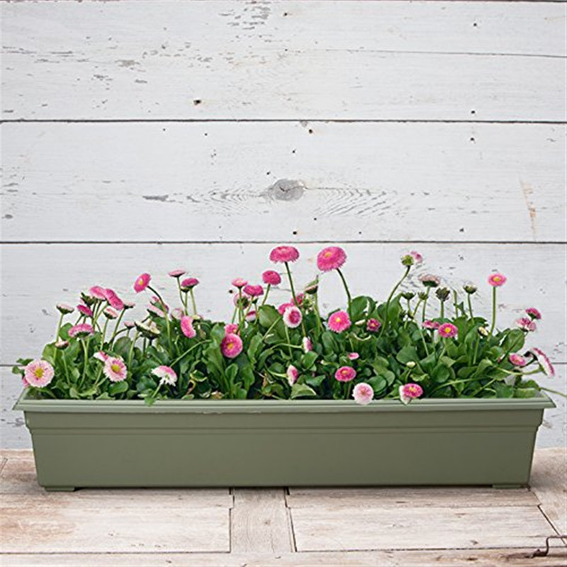 Plastic Planter Box, 6.5" H x 8" W x 36" D, Sage