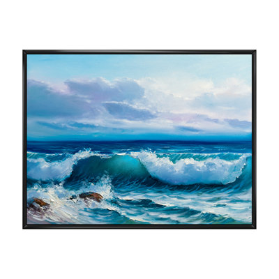 «Beautiful Blue Ocean Sunset And Waves III», reproduction sur toile flottante