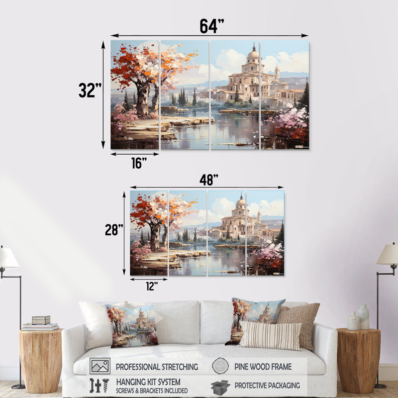 Ensemble de 4 décorations murales Sprintime Empire romain III - Italie, H 32 po x l 64 po