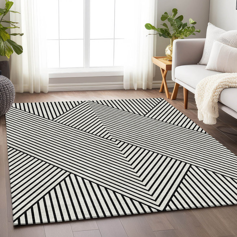 Tapis blanc Prisco lavable à la machine de qualité supérieure, Rectangle 10 pi x 14 pi