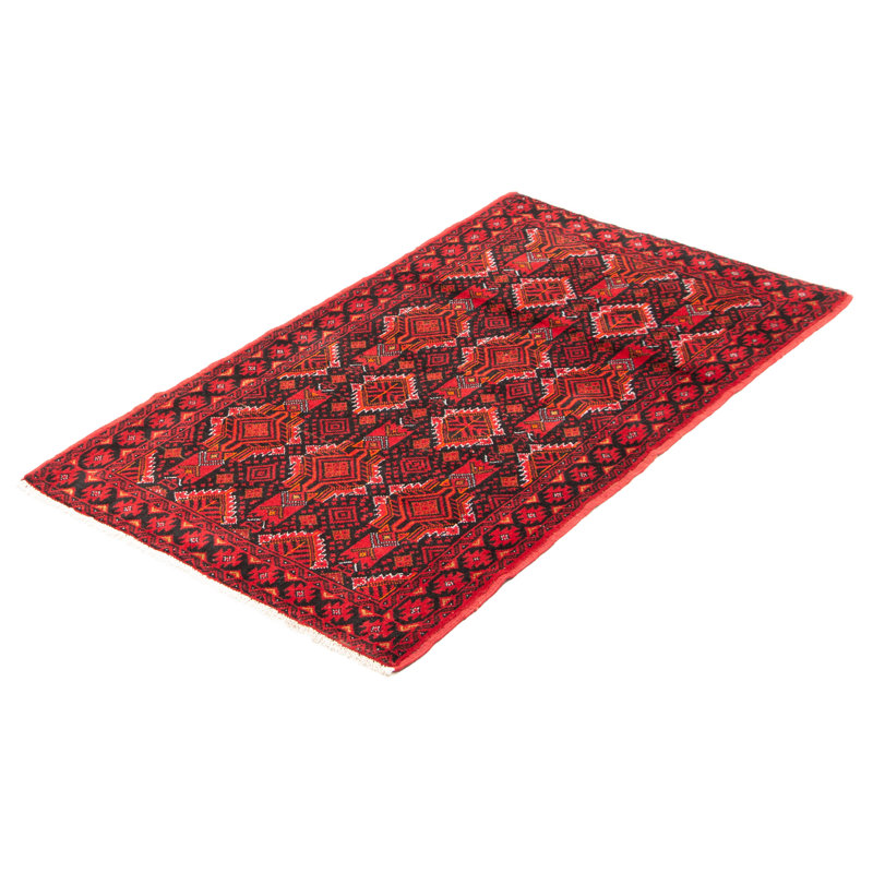 Tapis bleu marine foncé en laine noué à la main de conception unique 3 pi 5 po x 6 pi New Age