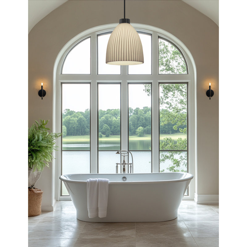 Luminaire suspendu cylindrique conique 1 lumière Porcelina - Impala - L 18 po x l 18 po x H 21,5 po, Noir mat