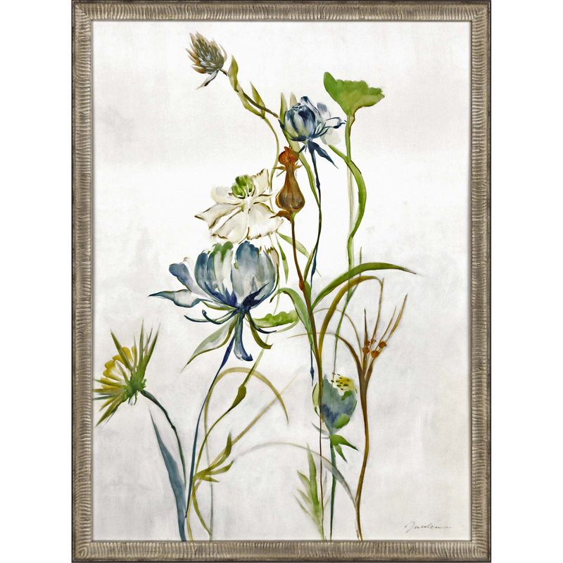 Late Summer Wildflower II Framed Print with Antique Silver Leaf Finish