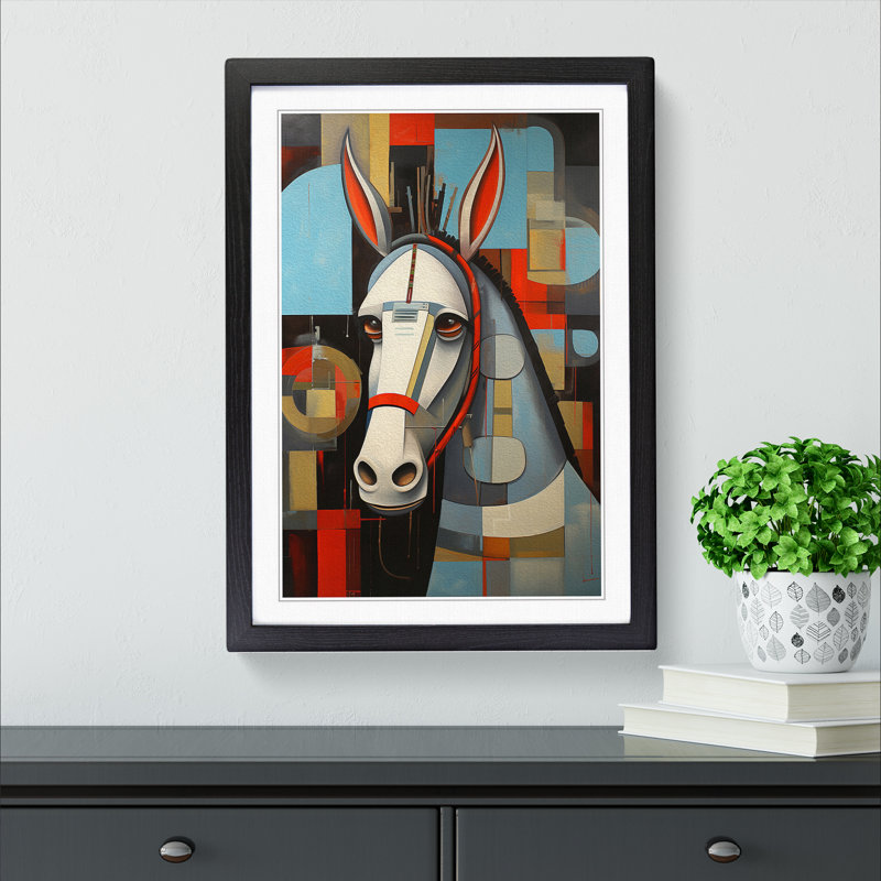 Donkey Constructivism - Single Picture Frame Print on Wood, Black Framed, 64cm H x 46cm W